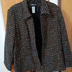 Sag Harbor Women's Black Tweed Blazer with Colorful Accents